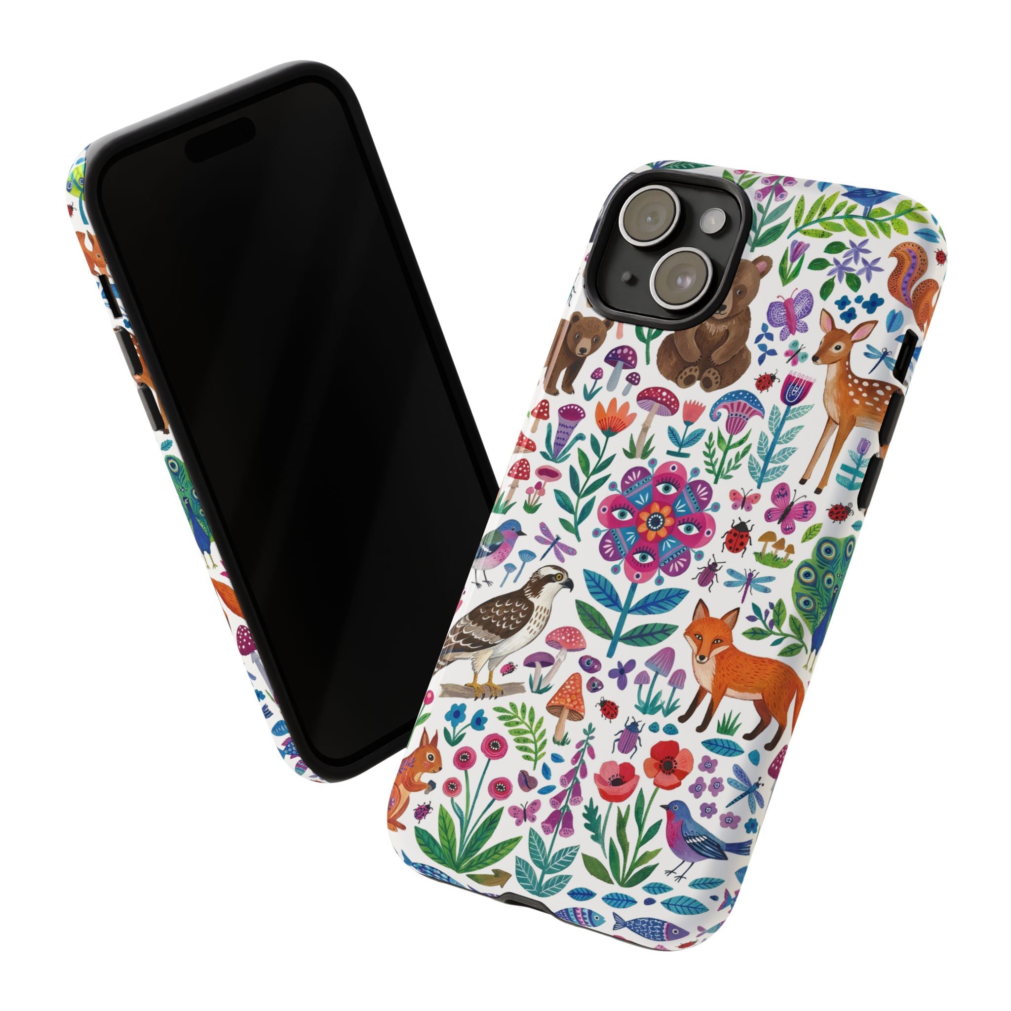 Wild Garden iPhone Case | Cute Forest Animals Floral Pattern Tough Case