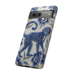 Custodia per telefono Google Pixel Scimmia Zodiaco Asiatico | Custodia protettiva artistica in porcellana blu e bianca | Regalo Anno della Scimmia