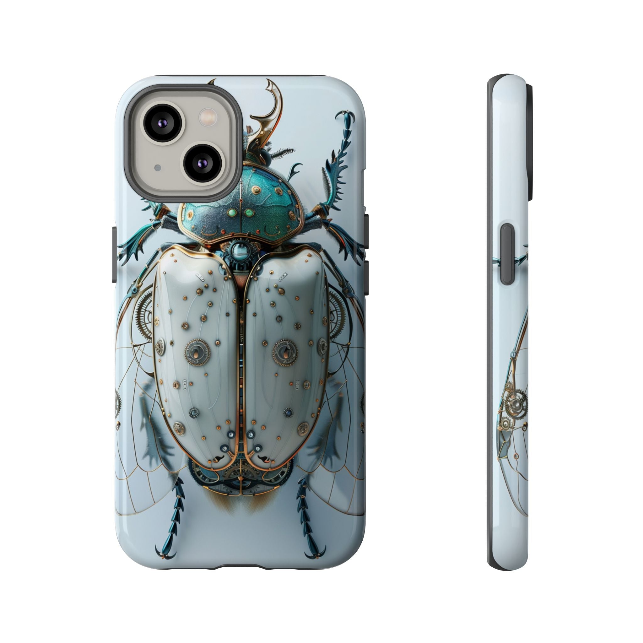 Steampunk White Beetle Protective Tough iPhone Case