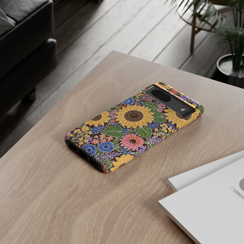 Sunflower & Wildflower Pattern Tough Google Pixel Phone Case