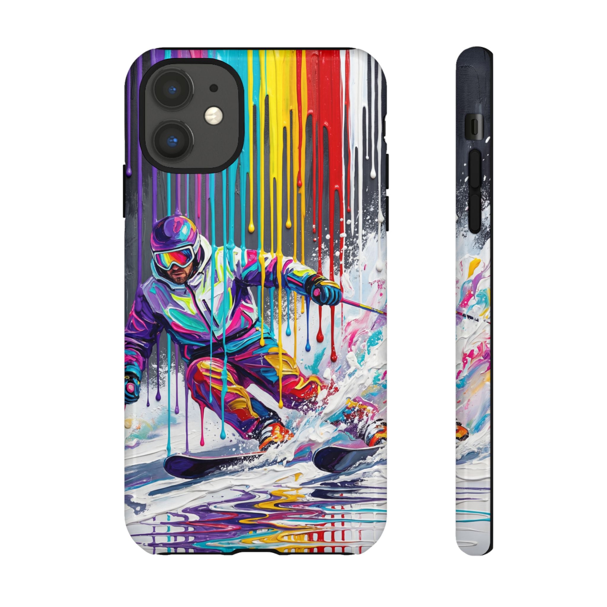 Colourful Skiing Drip Art Tough iPhone Case