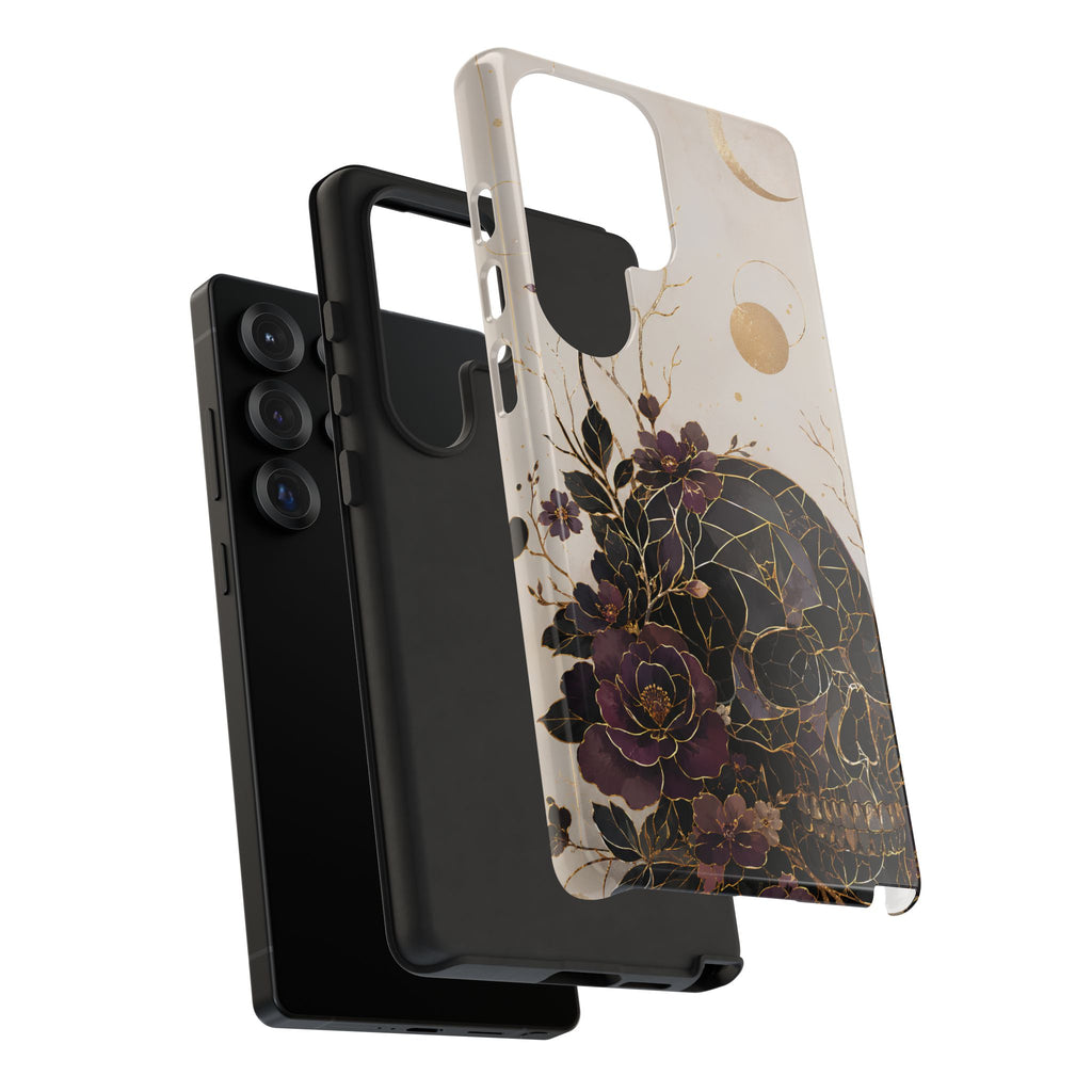 Gothic Skull Samsung Galaxy Phone Case | Dark Floral Rose Art Cover