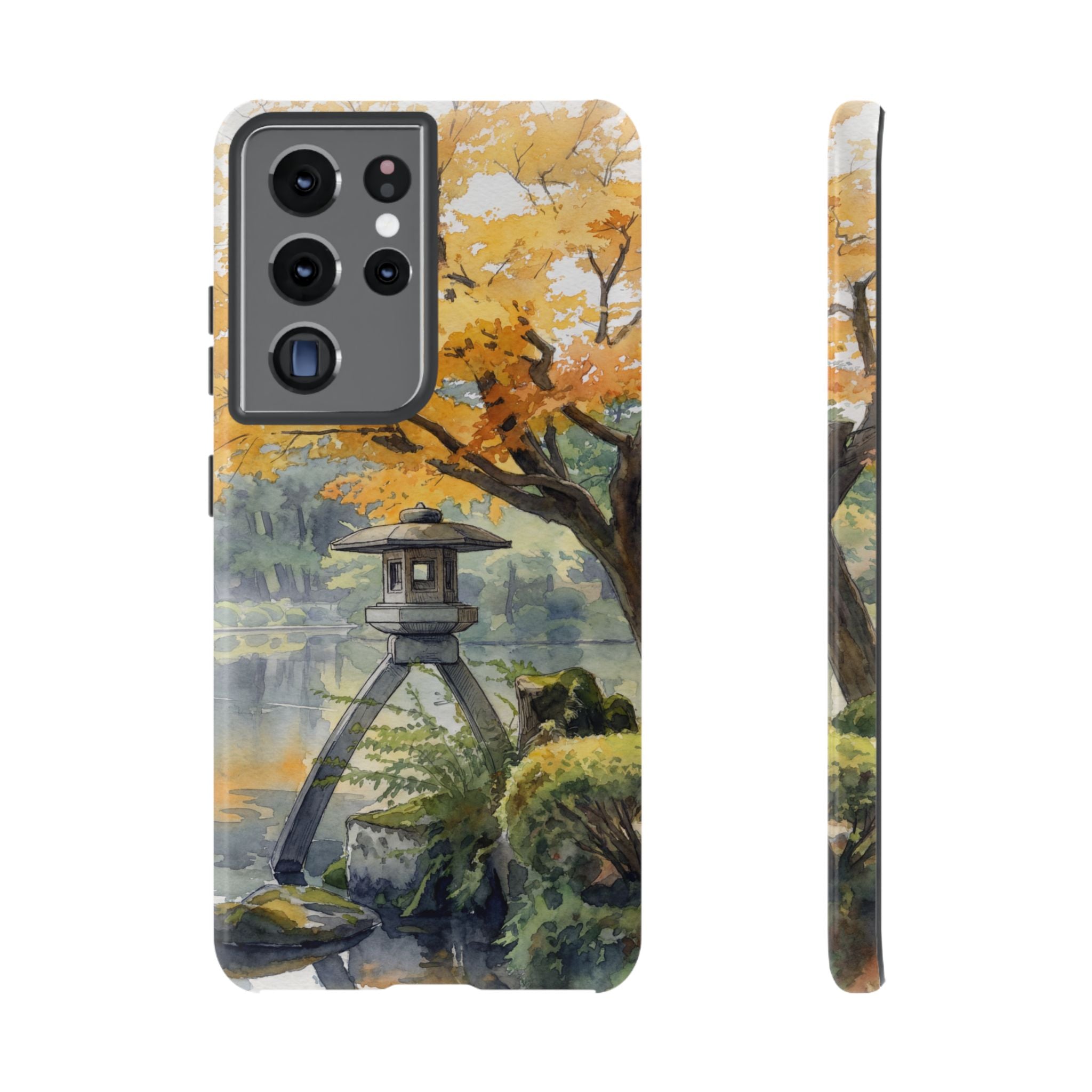 Autumn Japanese Garden Samsung Galaxy Phone Case | Scenic Lantern Fall