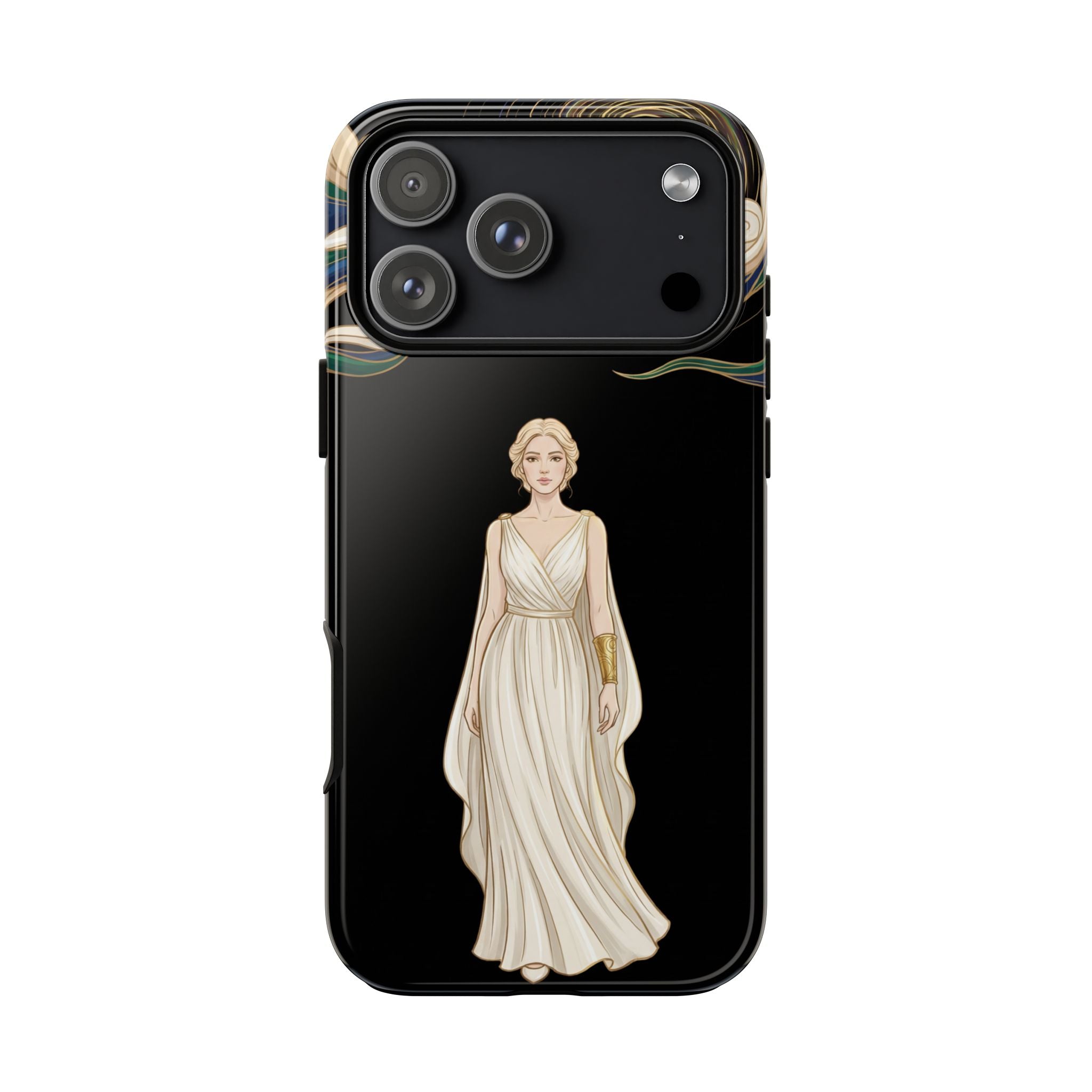 Art Nouveau Goddess iPhone Case | Elegant Woman Illustration on Black