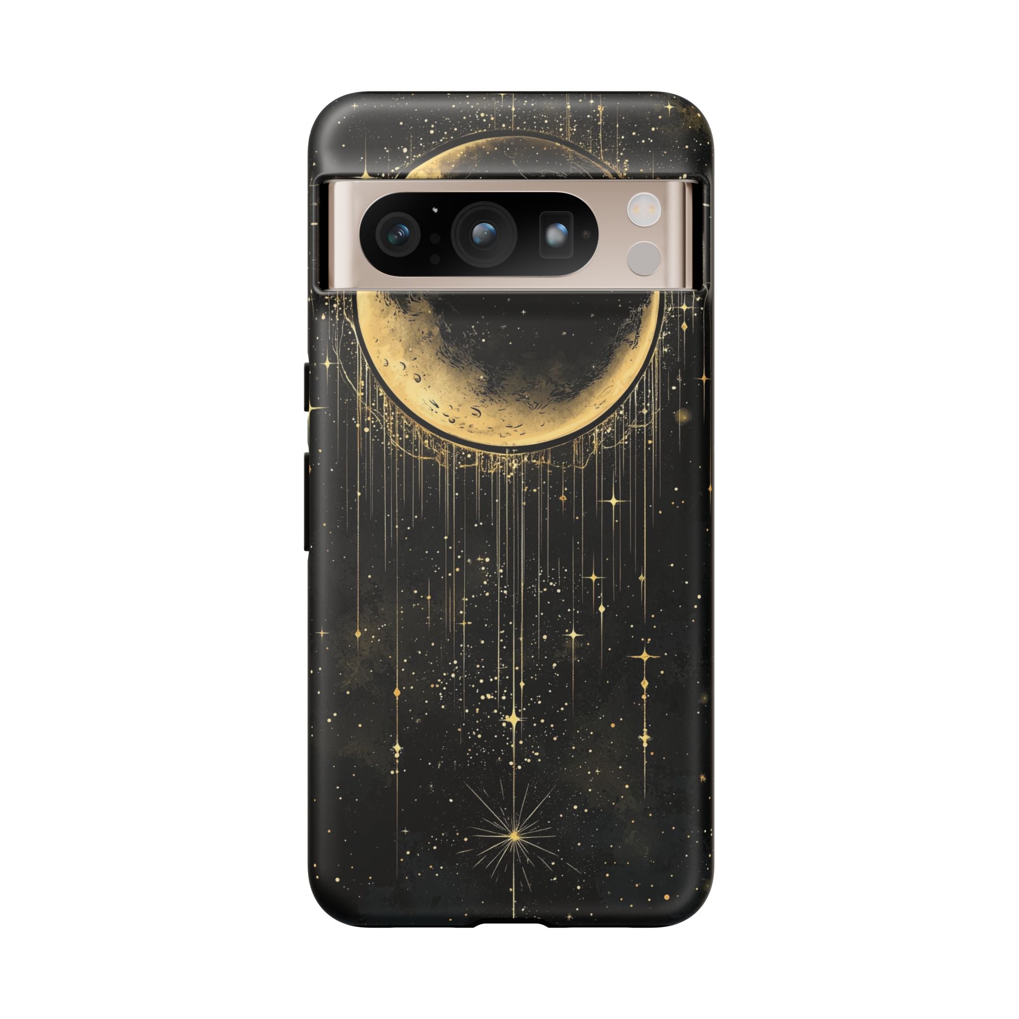 Moonlit Crescent Tough Google Pixel Case | Gold Stars Night Sky