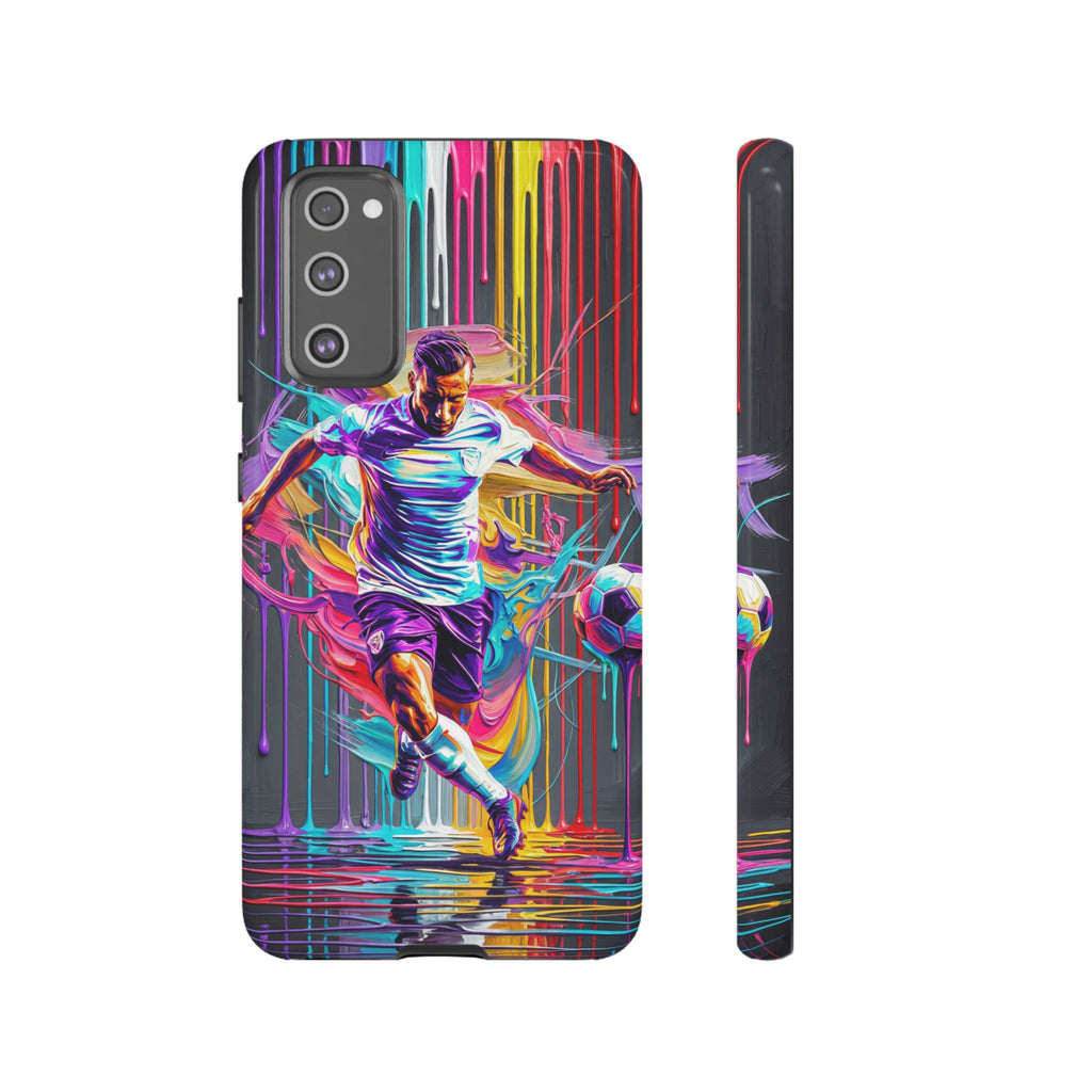 Soccer Player Neon Art Samsung Galaxy Phone Case | Vibrant Football Kick Protective Cover