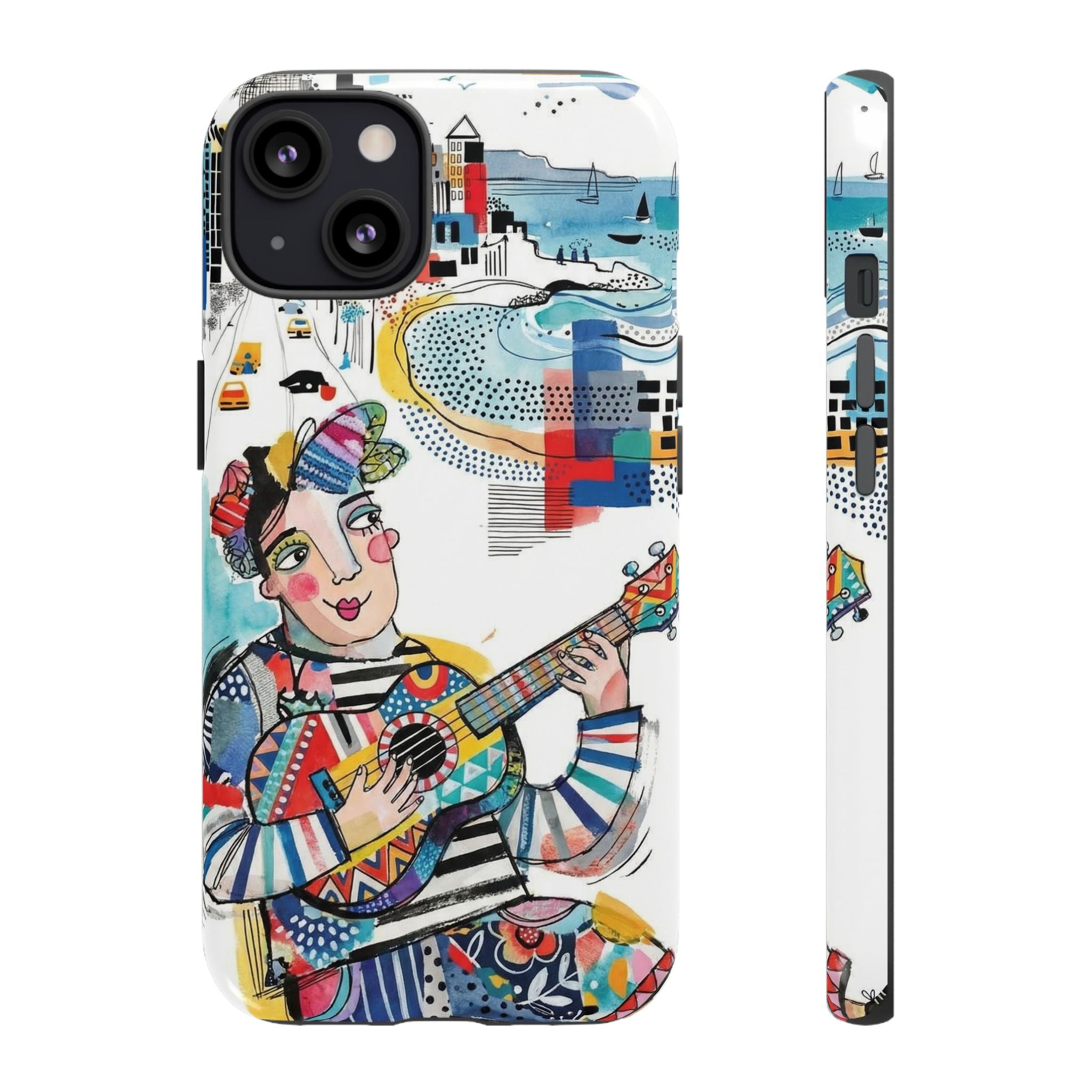 Artistic Musician iPhone Case | Colorful Guitar Cityscape Tough Case