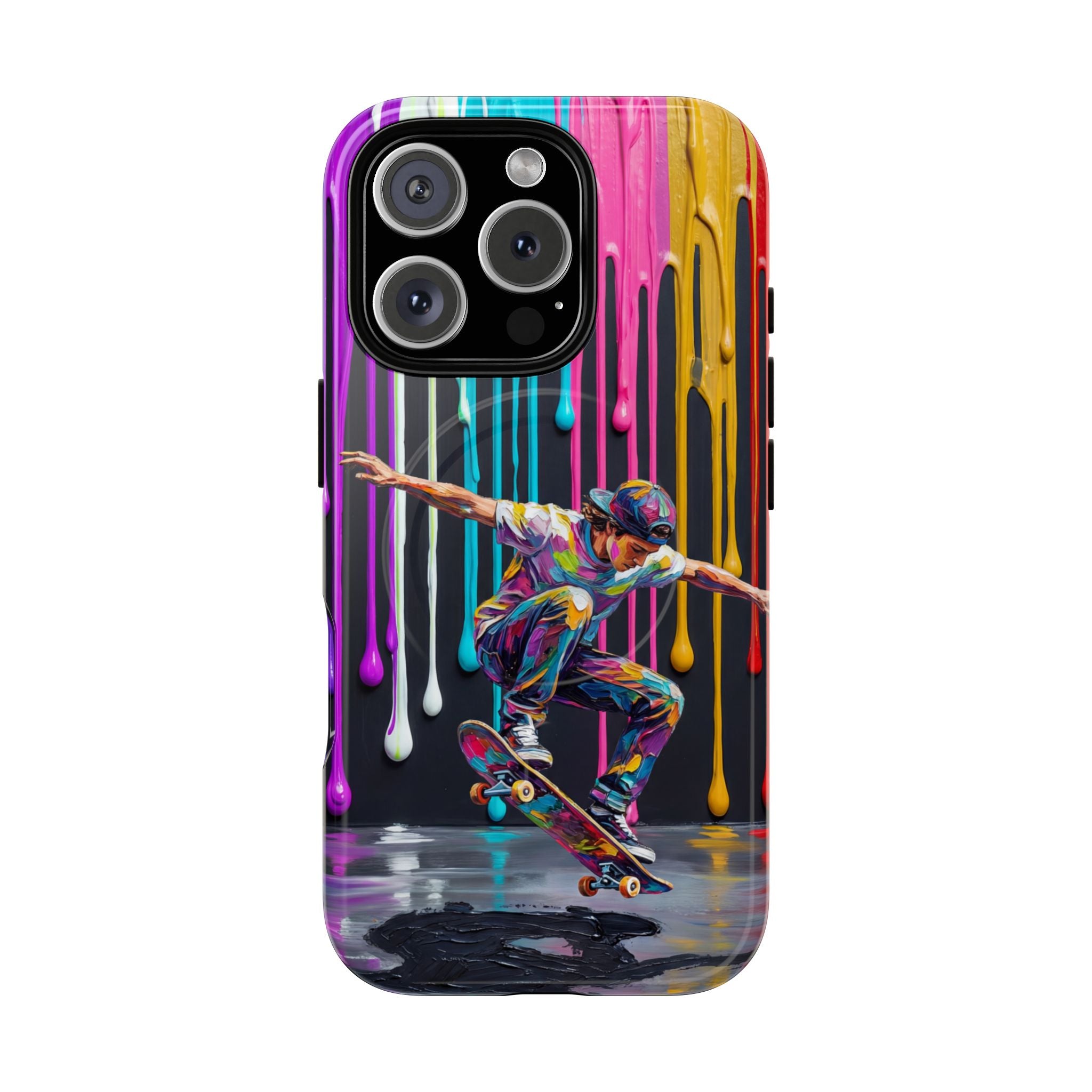 Colourful Drip Art Skateboarder Splash MagSafe iPhone Case