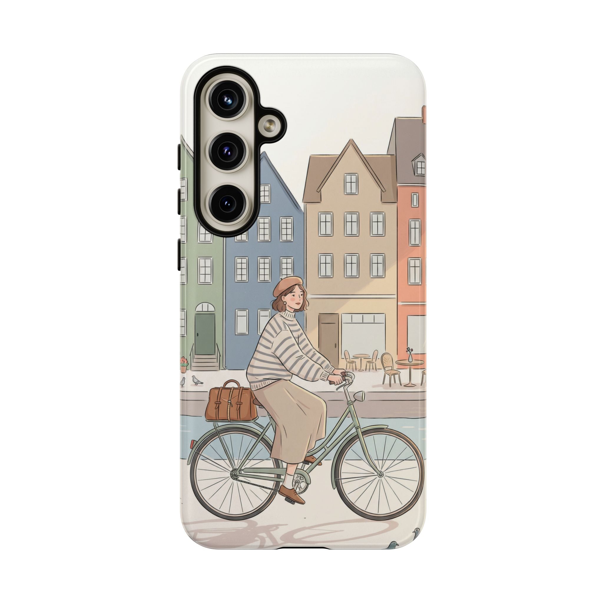 City Bike Samsung Galaxy Phone Case | Cozy European Street Illustration Tough Cases
