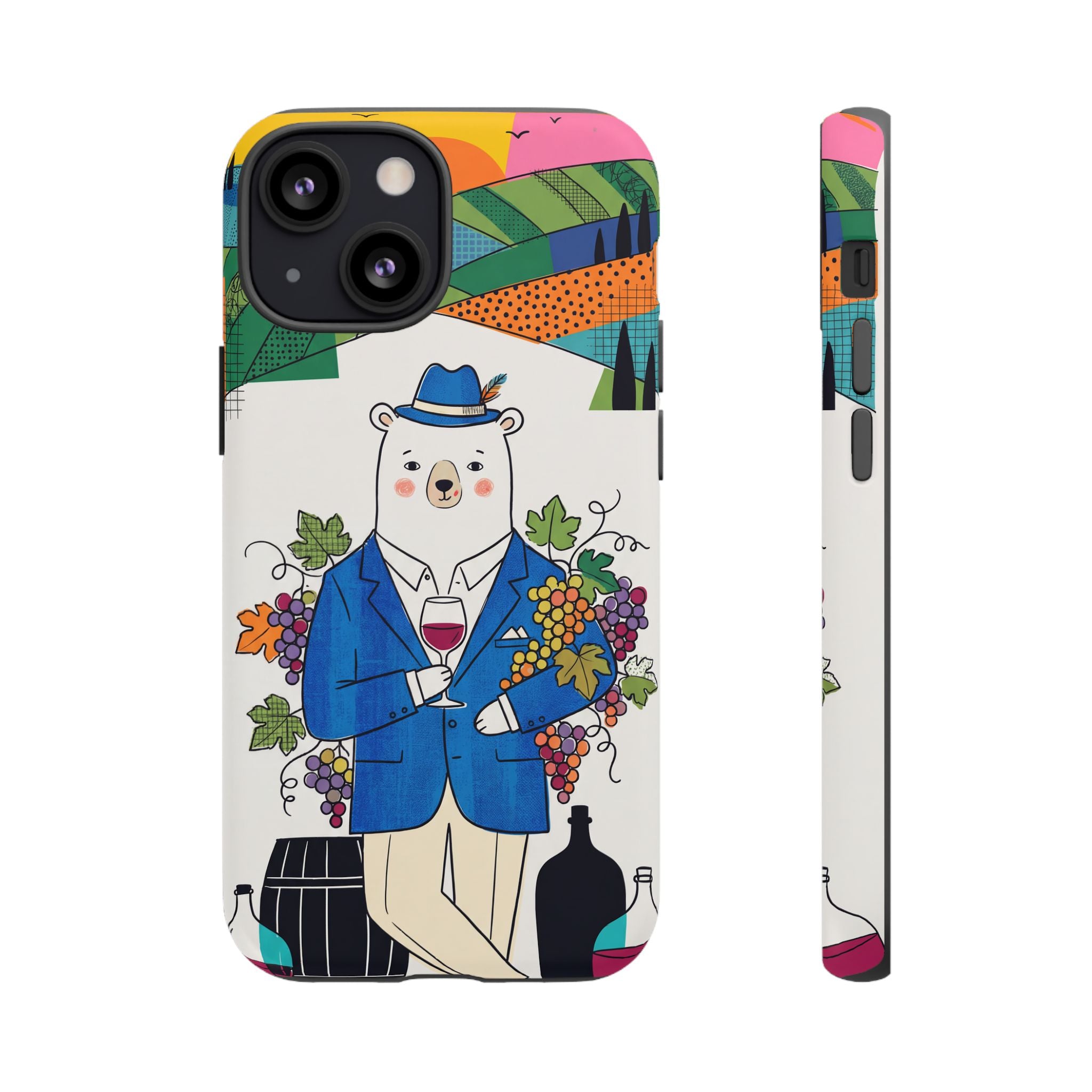 Dapper Polar Bear Wine Lover Illustrated Protective iPhone Case