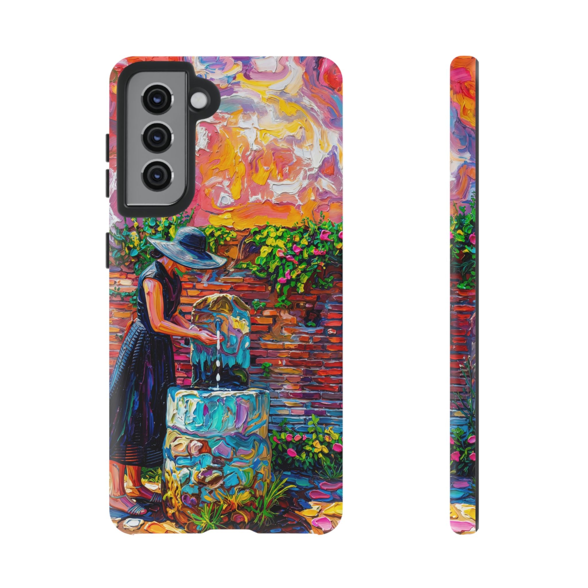 Artistic Woman at Fountain Samsung Galaxy Case | Colourful Garden Scene Tough Cases
