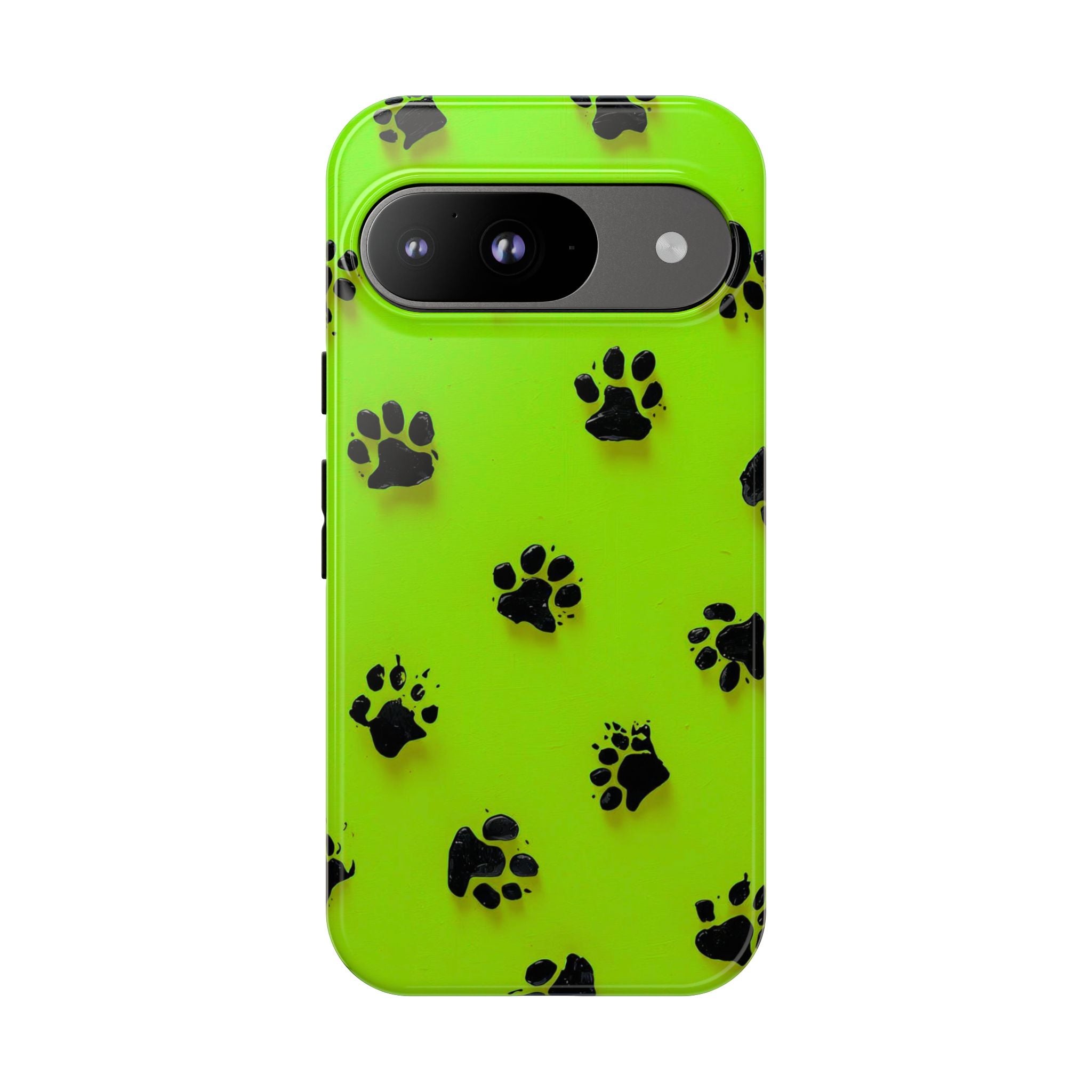 Neon Paw Print Tough Google Pixel Case — Shockproof Pet Lover iPhone Cover