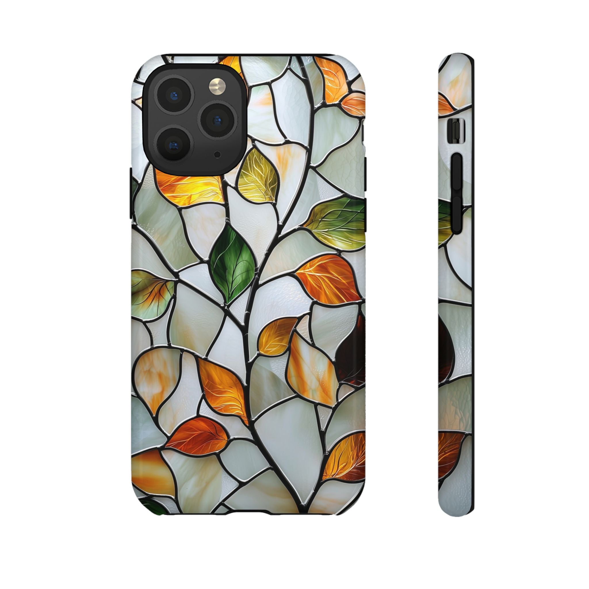 Stained Glass Autumn Leaves Mosaic iPhone Case