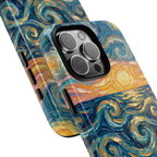Sea Sunset iPhone Case — Van Gogh‑Style Beach Waves with Shells