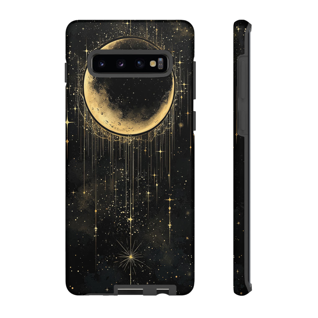 Moonlit Crescent Tough Samsung Galaxy Case | Gold Stars Night Sky