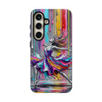 Colorful Dancer Tough Samsung Galaxy Phone Case | Vibrant Drip Art Protective Cover