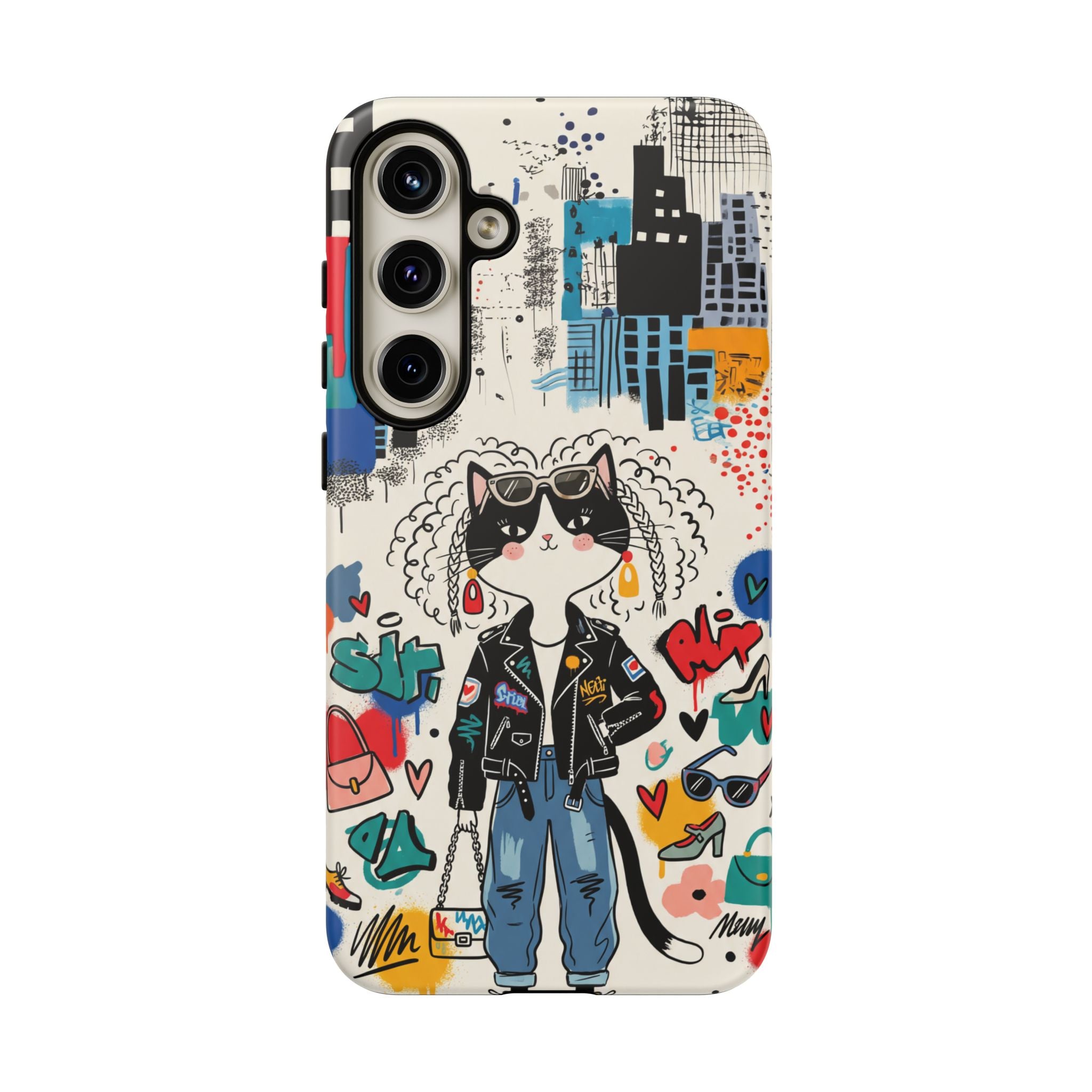 Punk City Cat Graffiti Design Samsung Galaxy Phone Case