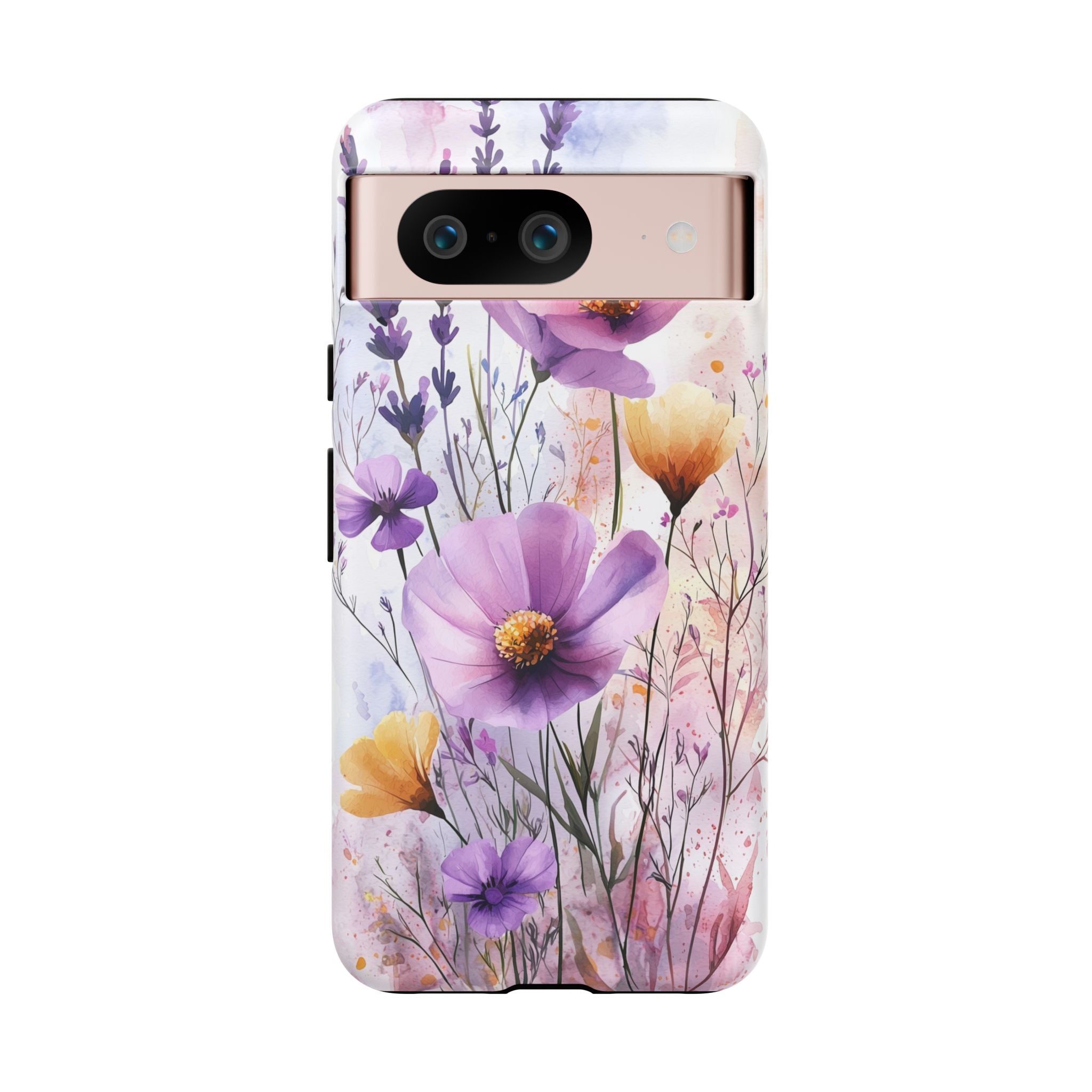 Floral Watercolour Tough Google Pixel Case | Purple & Yellow Wildflowers