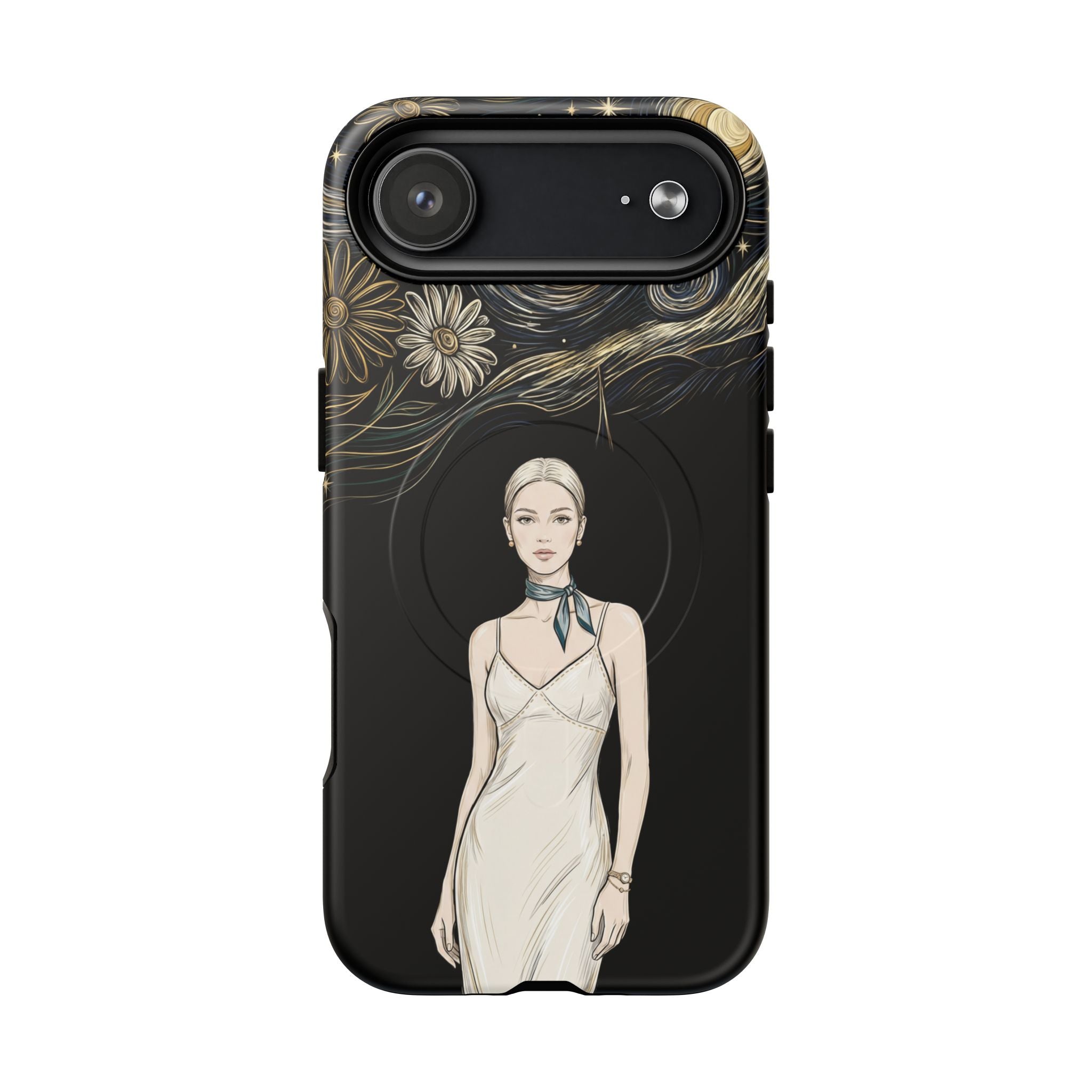 Starry Night Fashion MagSafe iPhone Case | Elegant Woman Illustration