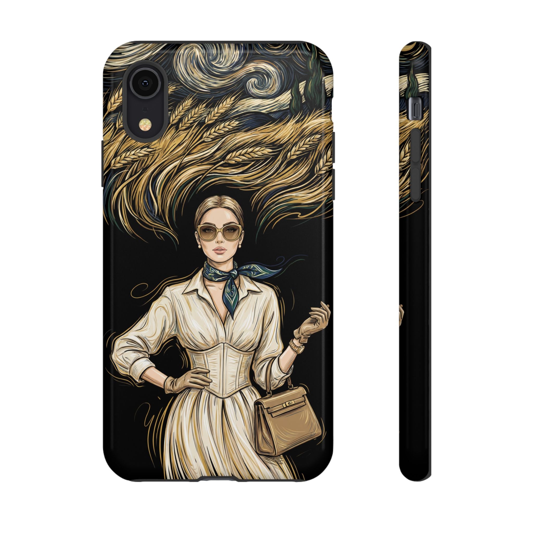 Vintage Elegance iPhone Case | Retro Woman with Flowing Golden Hair