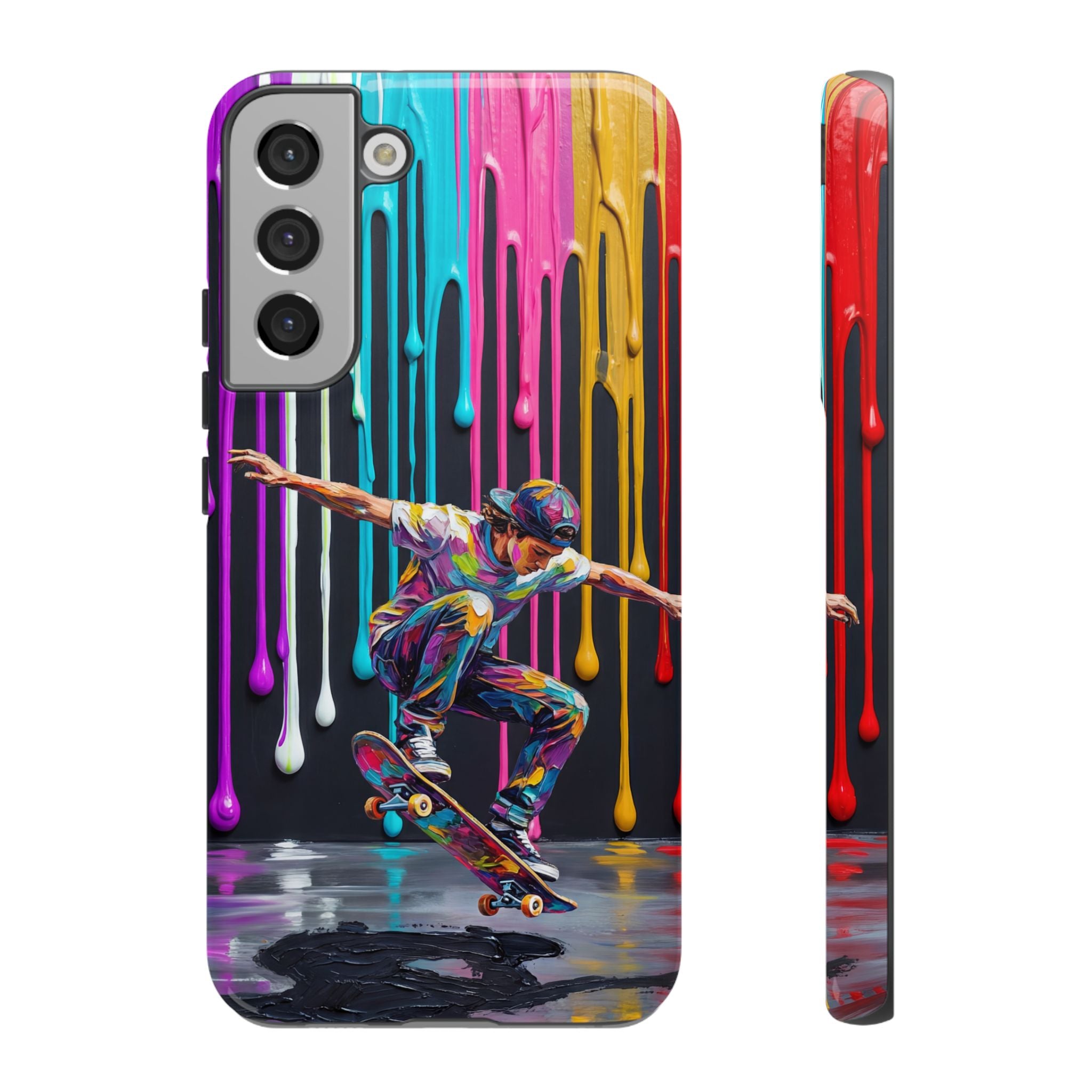 Colourful Drip Art Skateboarder Splash Samsung Galaxy Phone Case