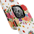 Floral Rainbow Cat Tough iPhone Case — Colorful Pilates Cat Design