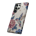 Cover Protettiva per Samsung Galaxy con Colibrì, Fiori e Rose in Stile Vintage