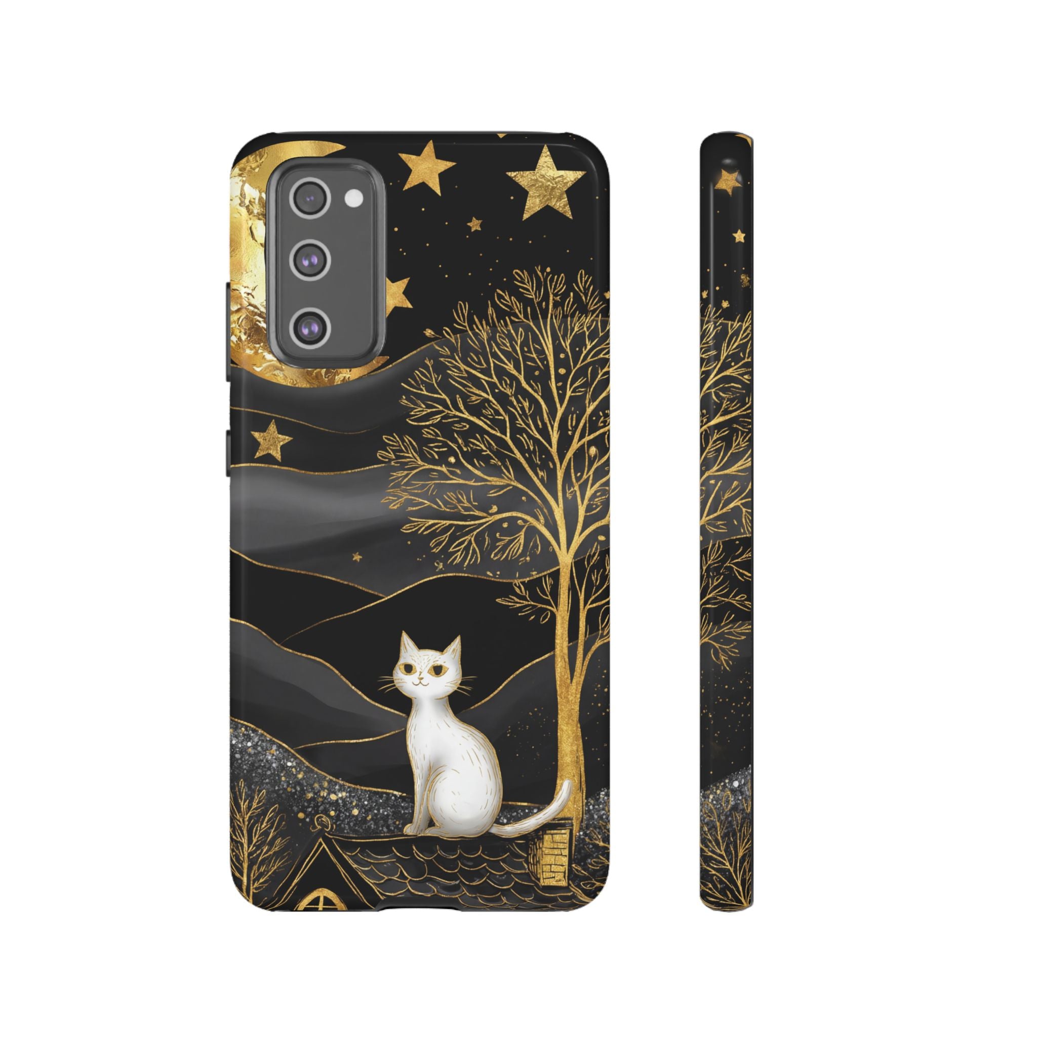 Gold Moon & Celestial Cat Samsung Galaxy Case