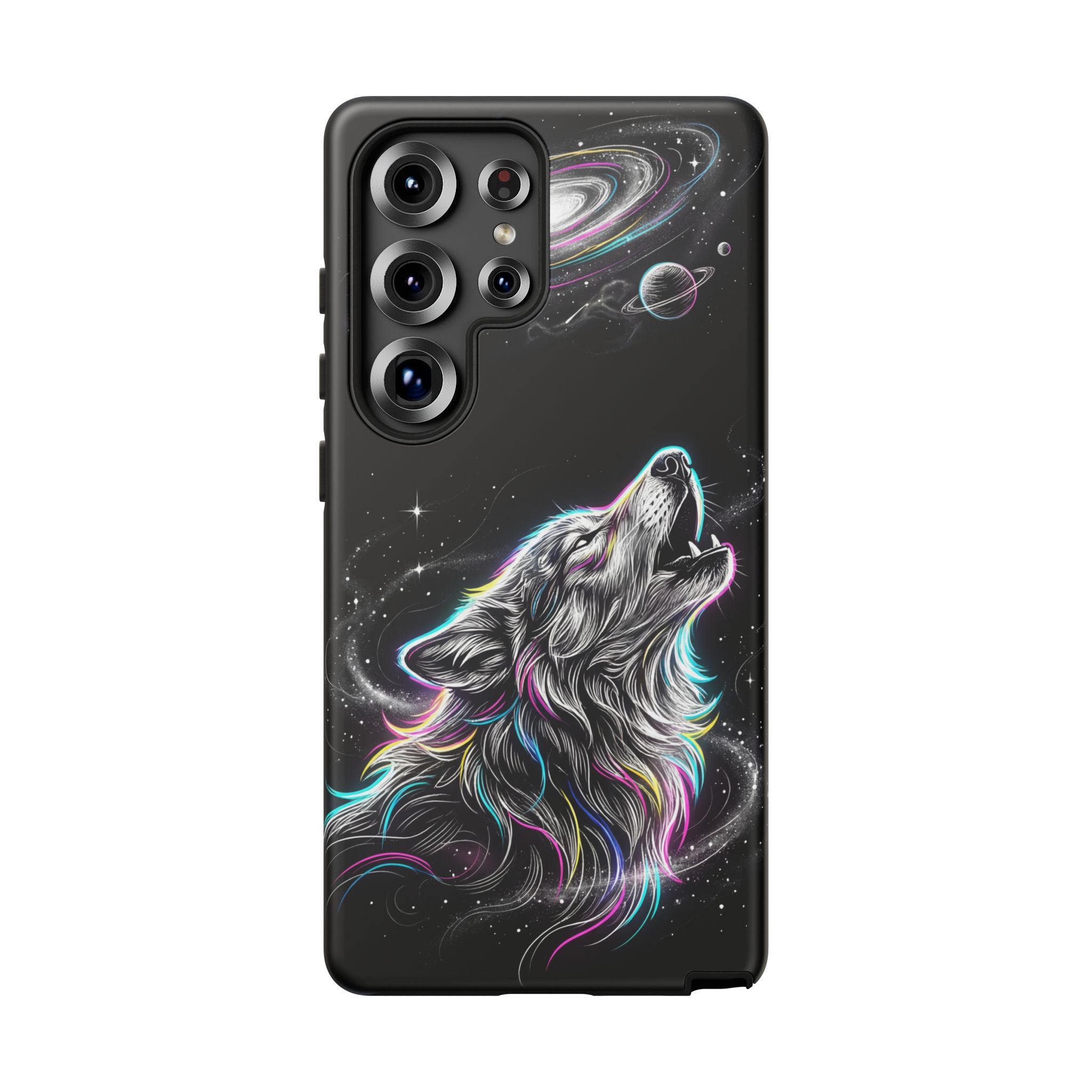Wolf Galaxy Tough Samsung Galaxy Phone Case | Colorful Howling Wolf Space Design