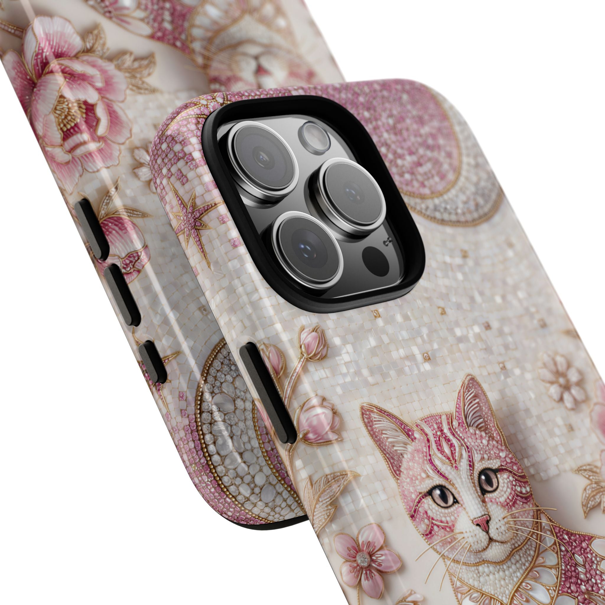 Cover iPhone Gatto Floreale Vintage | Cover iPhone Luna Rosa e Rose