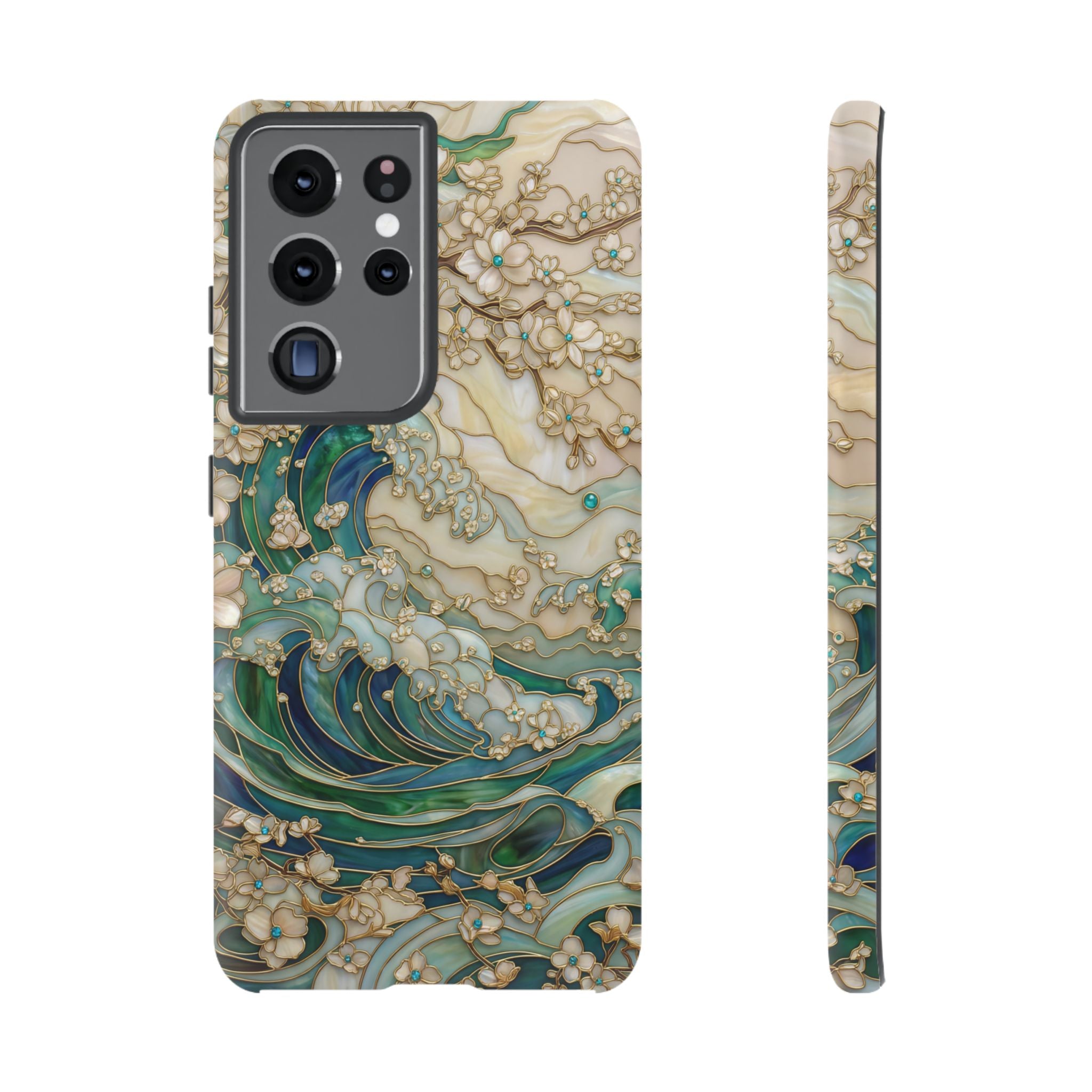 Elegant Ocean Wave Floral Art Samsung Galaxy Case