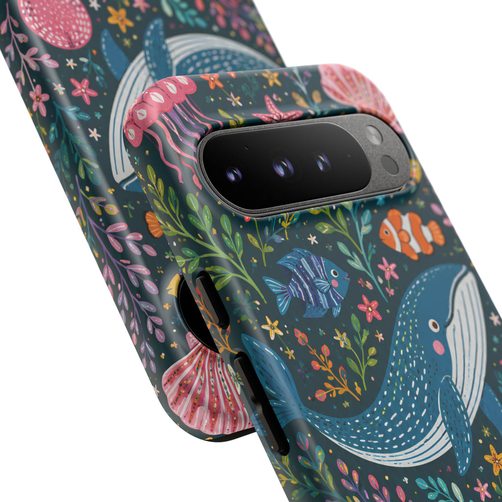 Ocean Creatures Tough  Google Pixel Phone Case | Whale, Octopus & Turtle Underwater Pattern