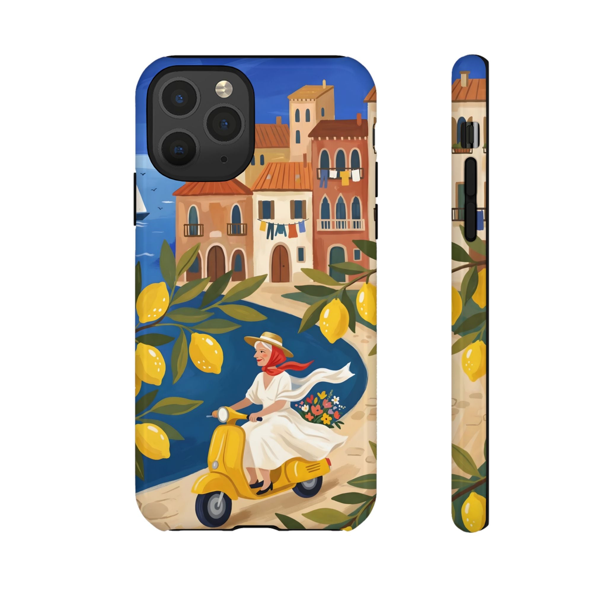 Lemon Coast Scooter iPhone Case | Mediterranean Vespa Travel Design