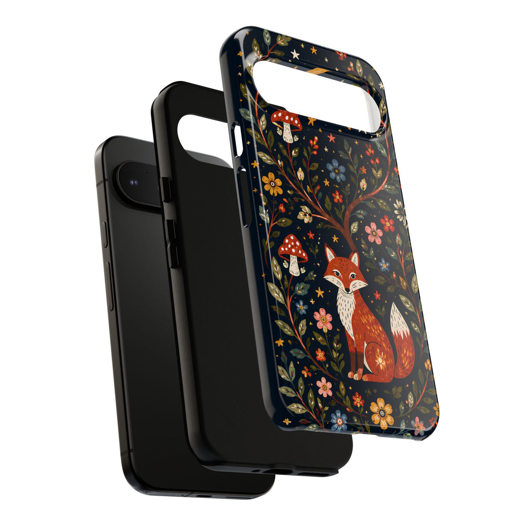 Fox Moon Google Pixel Phone Case | Whimsical Floral Night Woodland Protective Case