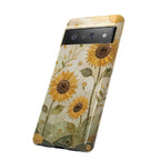 Sunflower Google Pixel Phone Case | Stained Glass Floral Phone Case
