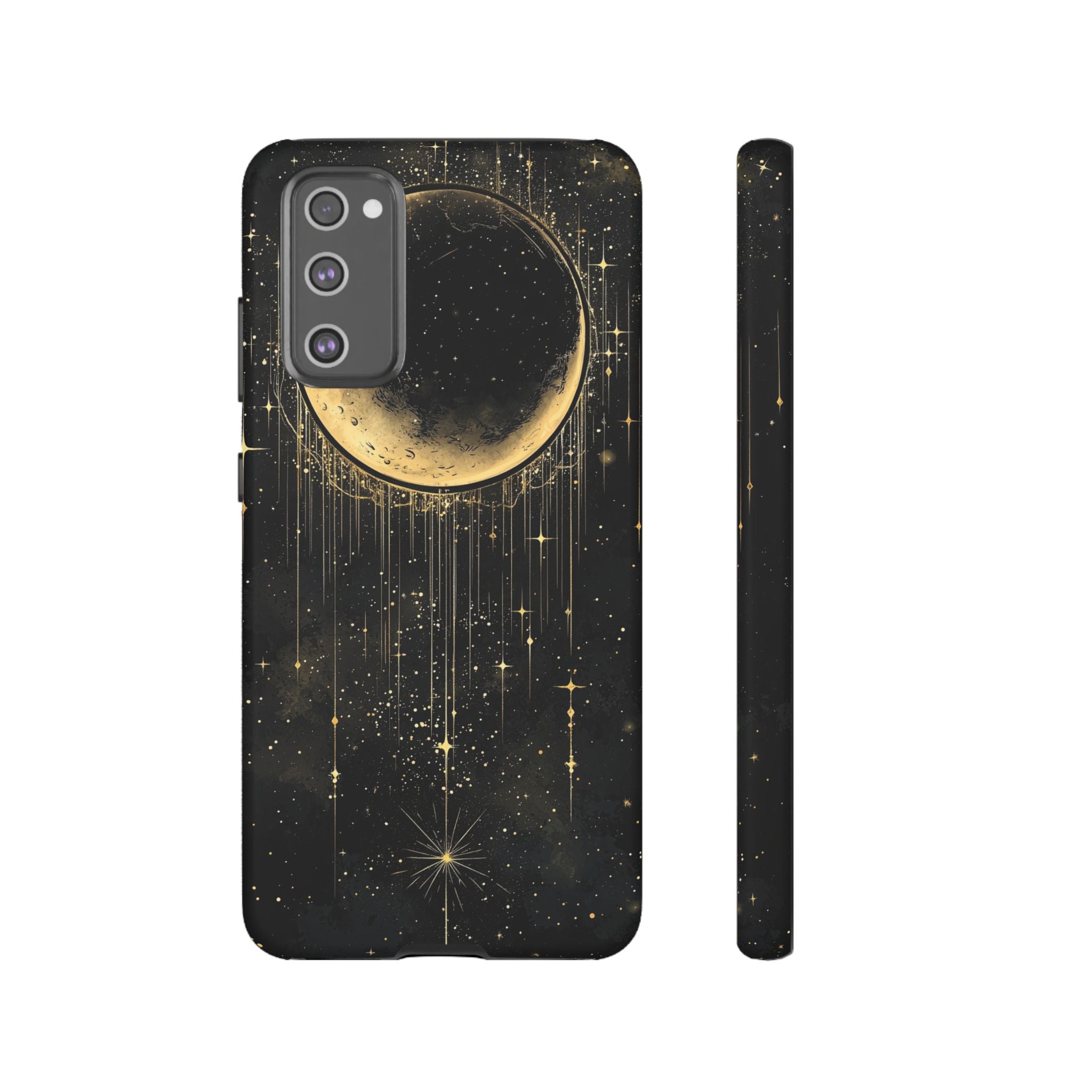 Moonlit Crescent Tough Samsung Galaxy Case | Gold Stars Night Sky