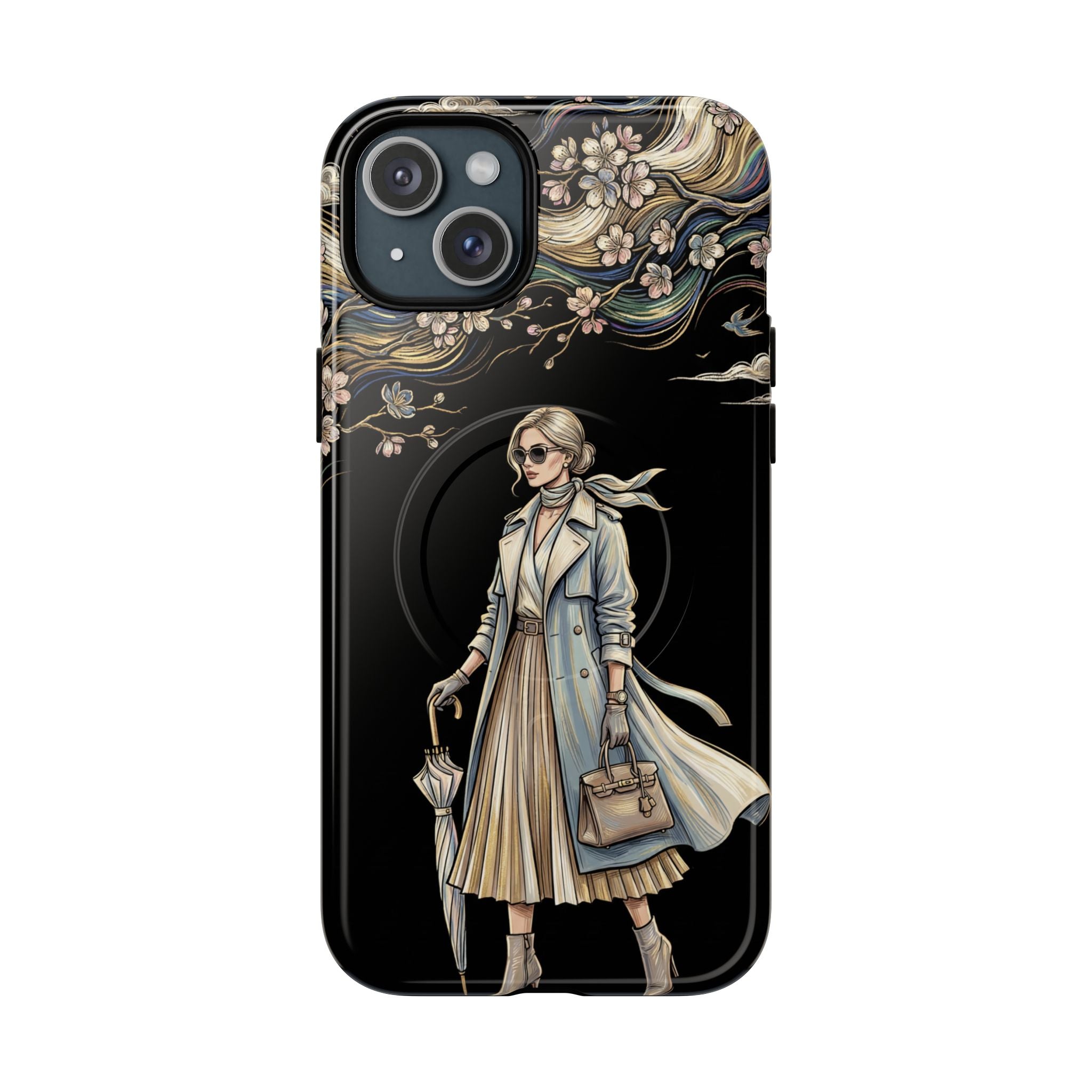 Vintage Chic MagSafe iPhone Case | Stylish Woman Illustration