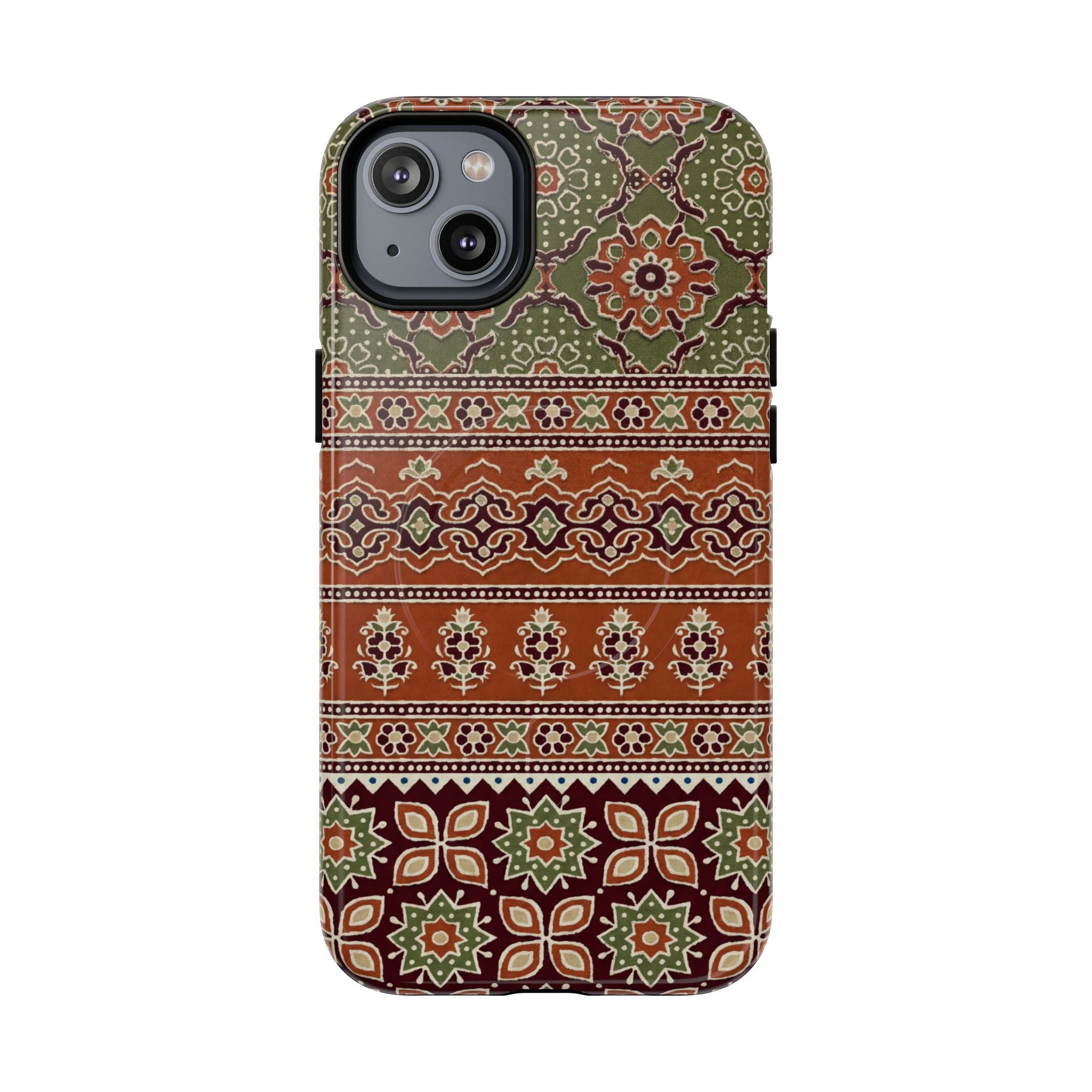 Batik Floral Protective Tough MagSafe iPhone Case