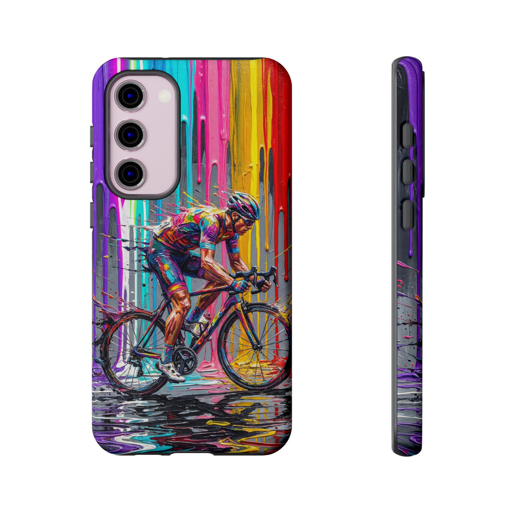 Cyclist Art Samsung Galaxy Phone Case | Colourful Drip Painting Tough Cases