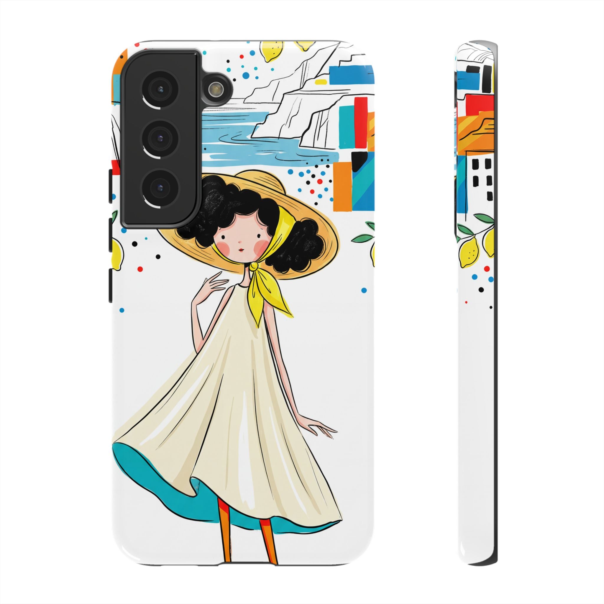 Cute Summer Girl Samsung Galaxy Phone Case | Whimsical Coastal Illustration Protective Case