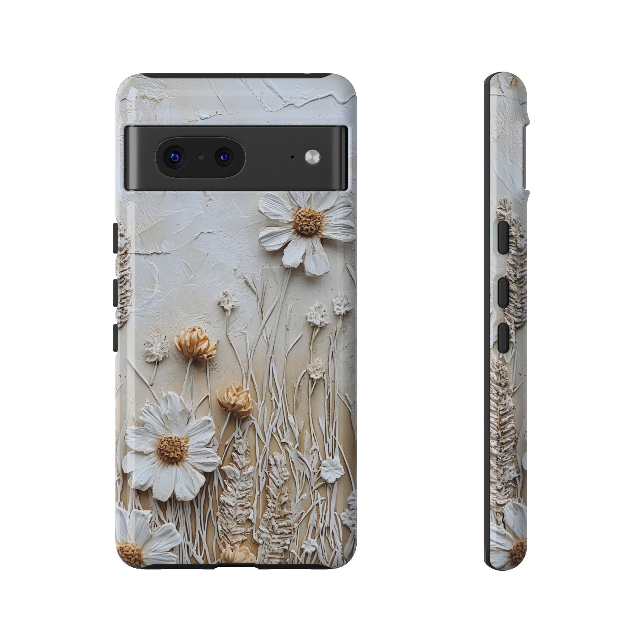 Textured Daisy Art Floral Relief Google Pixel Case