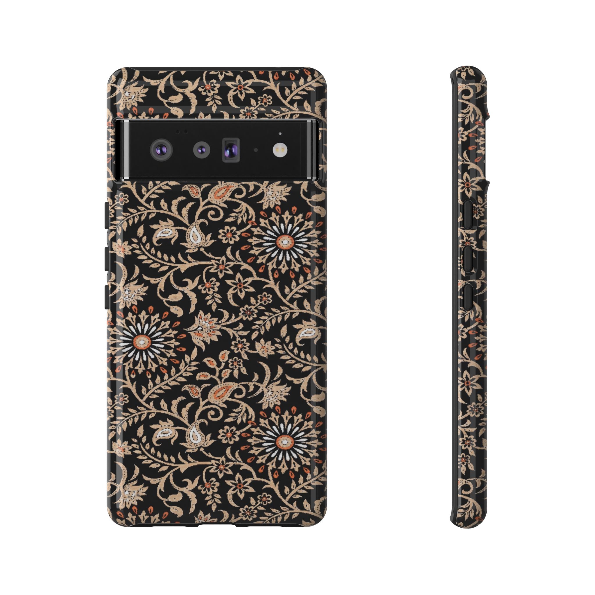 Batik Floral Black Ornate Daisies Tough Google Pixel Case