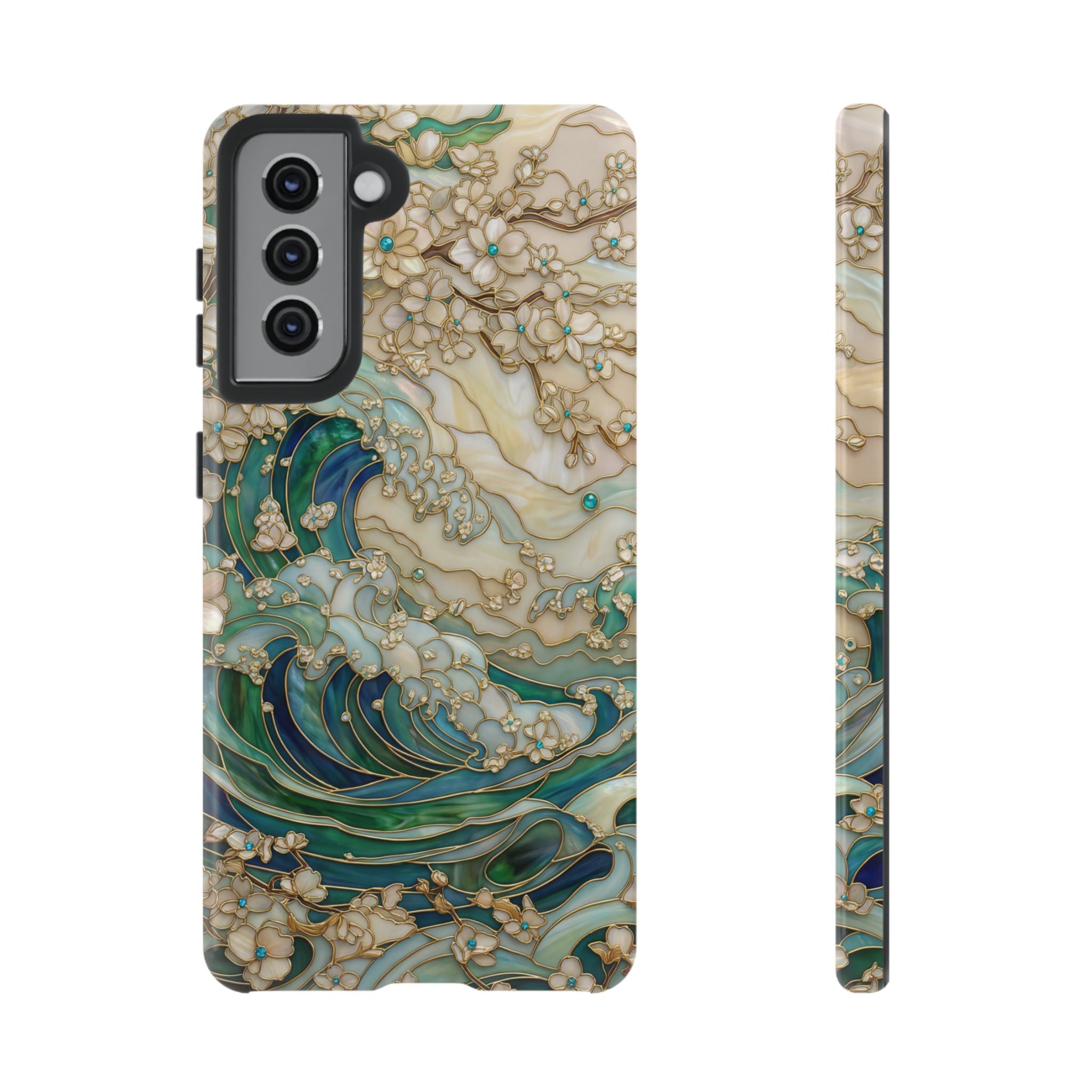 Elegant Ocean Wave Floral Art Samsung Galaxy Case