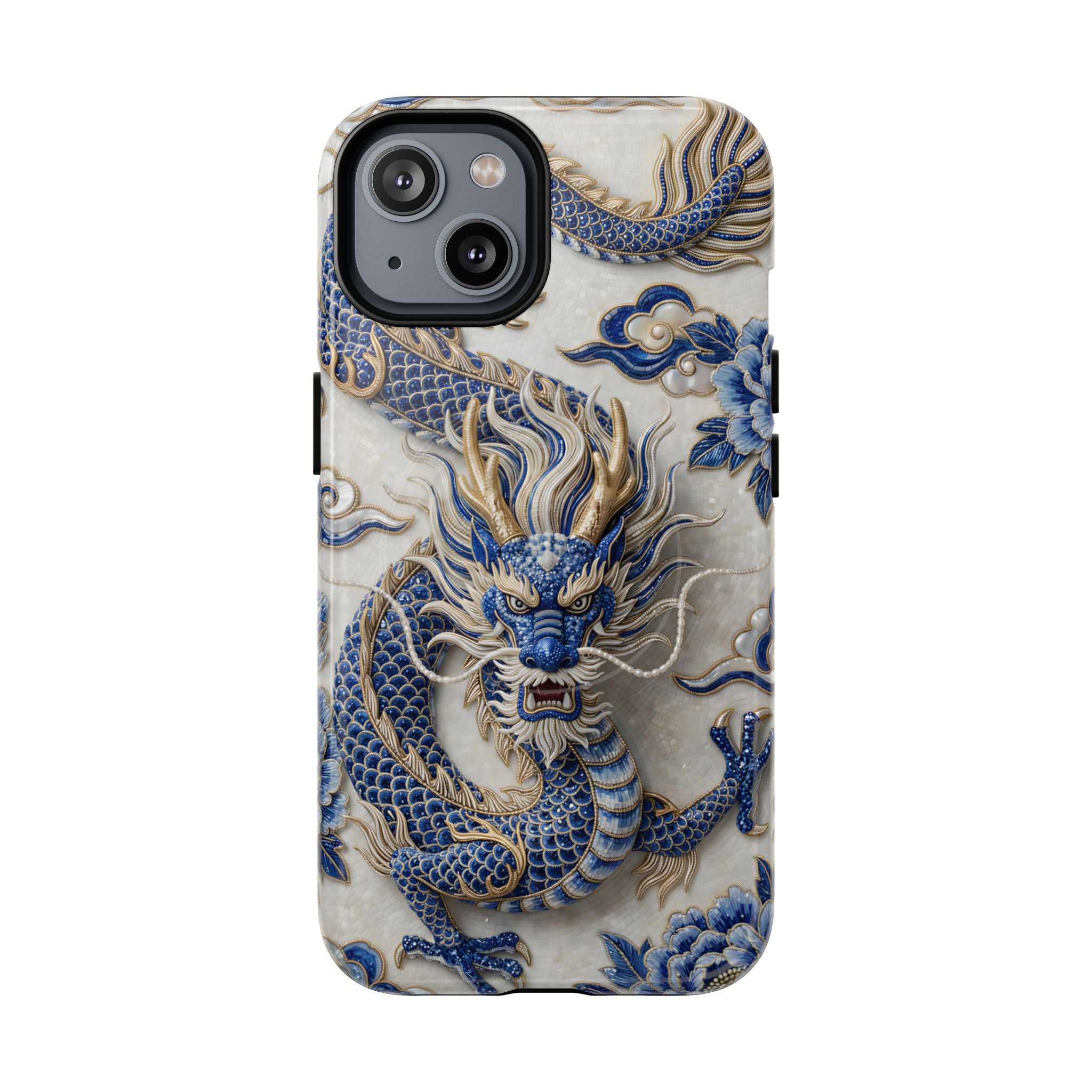 Asian Zodiac Dragon MagSafe iPhone Case | Blue & White Porcelain Luxury Protective Case | Year of the Dragon Gift