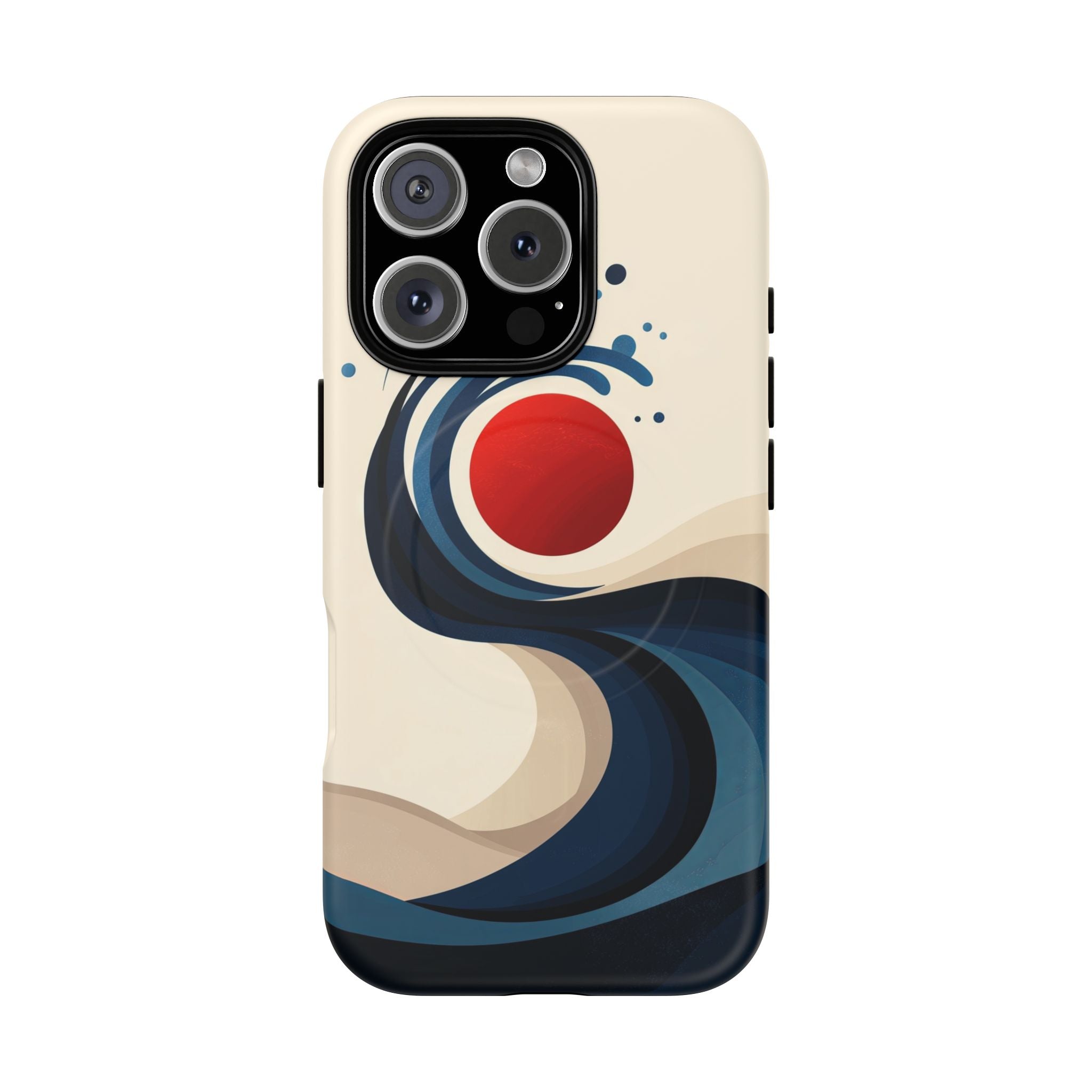Abstract Wave MagSafe iPhone Case | Red Sun Ocean Art