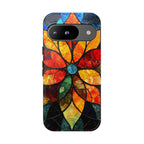 Stained Glass Flower Google Pixel Case — Colorful Mosaic Protective Cover