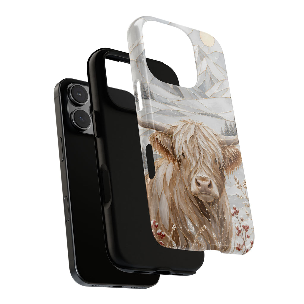 Highland Cow iPhone Case | Stained Glass Mountain Case