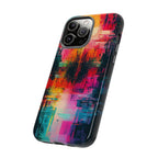 Abstract Neon Glitch Art Tough iPhone Case
