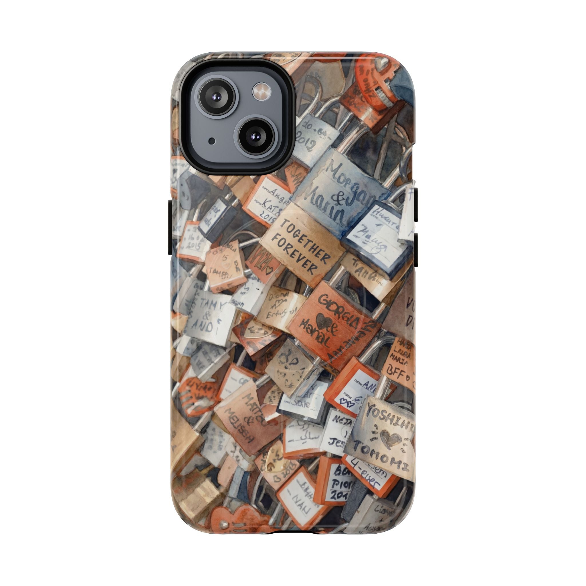 Custodia per iPhone MagSafe resistente con motivo collage di lucchetti dei desideri