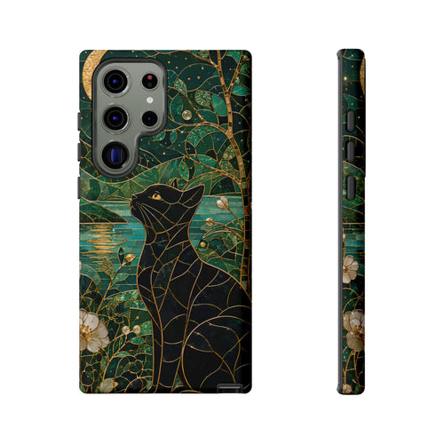 Black Cat Samsung Galaxy Phone Case | Enchanted Cat Art Cover